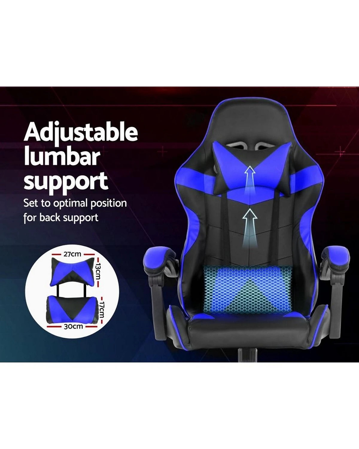 Silla Gamer Lumax Modelo Rom Super Oferta negro/azul-Gaming