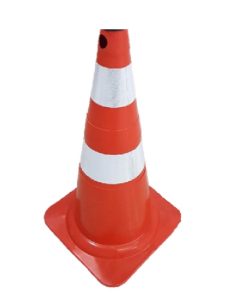 CONO SEMI FLEXIBLE 70 CM 2 BANDAS REFLECTIVAS Seguridad Vial