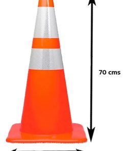 CONO SEMI FLEXIBLE 70 CM 2 BANDAS REFLECTIVAS Seguridad Vial