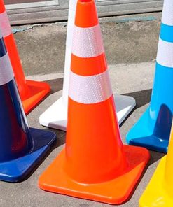 CONO SEMI FLEXIBLE 70 CM 2 BANDAS REFLECTIVAS Seguridad Vial