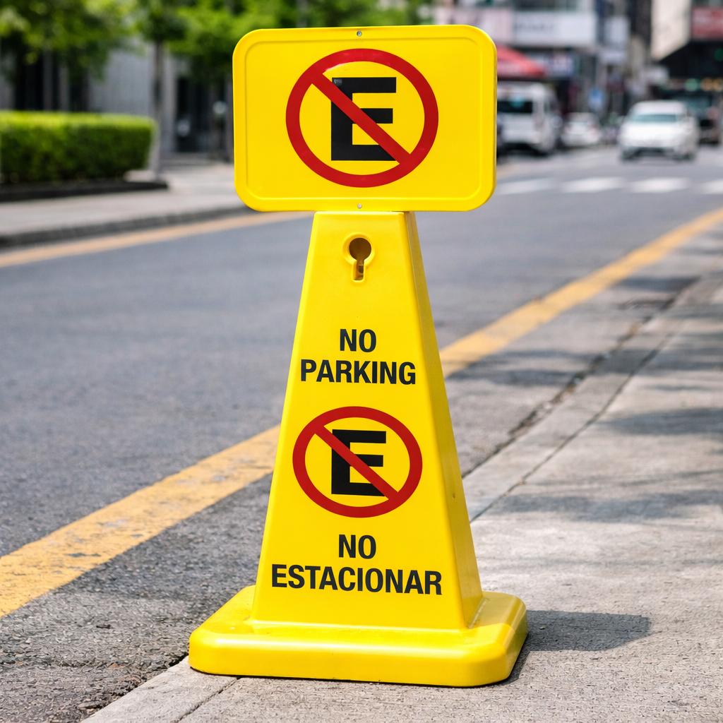 Cartel Cono Cuadrado ''No Estacionar" 1.3kgs 68cm - Vial Cartel Cono Cuadrado ''No Estacionar" 1.3kgs 68cm - Vial