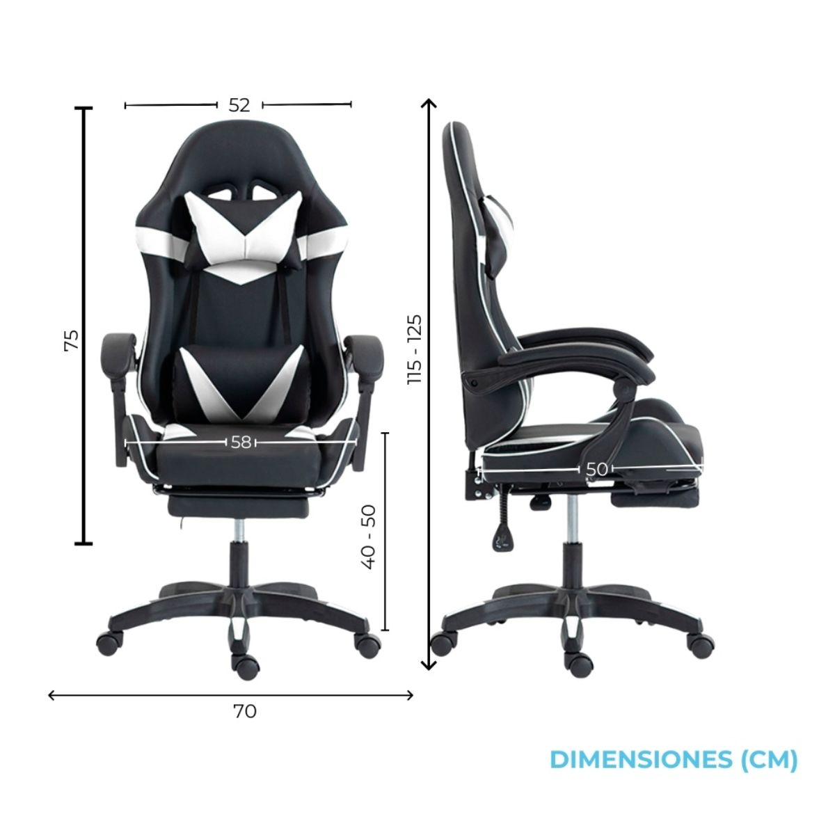 Copia - Silla Gamer SHOT-2025 Ergonómica Reclinable Con Apoyapiés Y Masajeador Negra/Roja