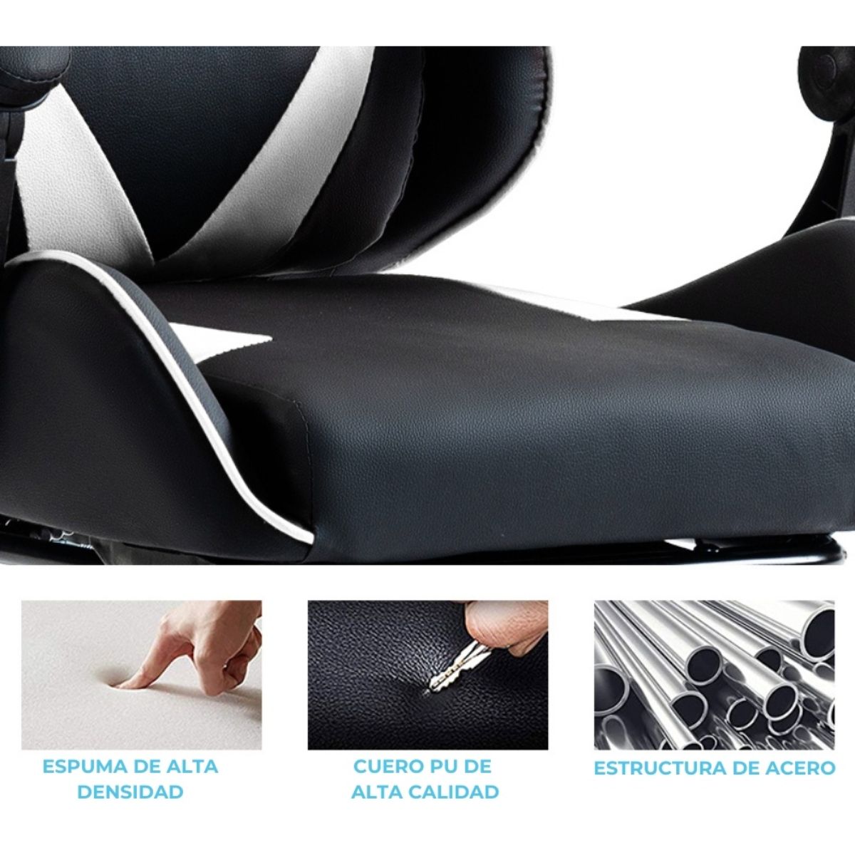 Copia - Silla Gamer SHOT-2025 Ergonómica Reclinable Con Apoyapiés Y Masajeador Negra/Roja