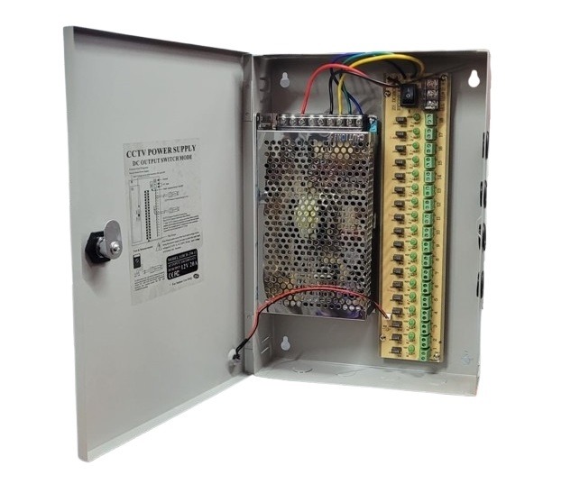 Fuente con Gabinete NRG+ 12v 20a 240w 18 canales Para Camara