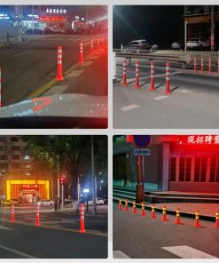 POSTE BOLARDO NARANJA 3 CINTAS REFLECTIVAS - 75 cm