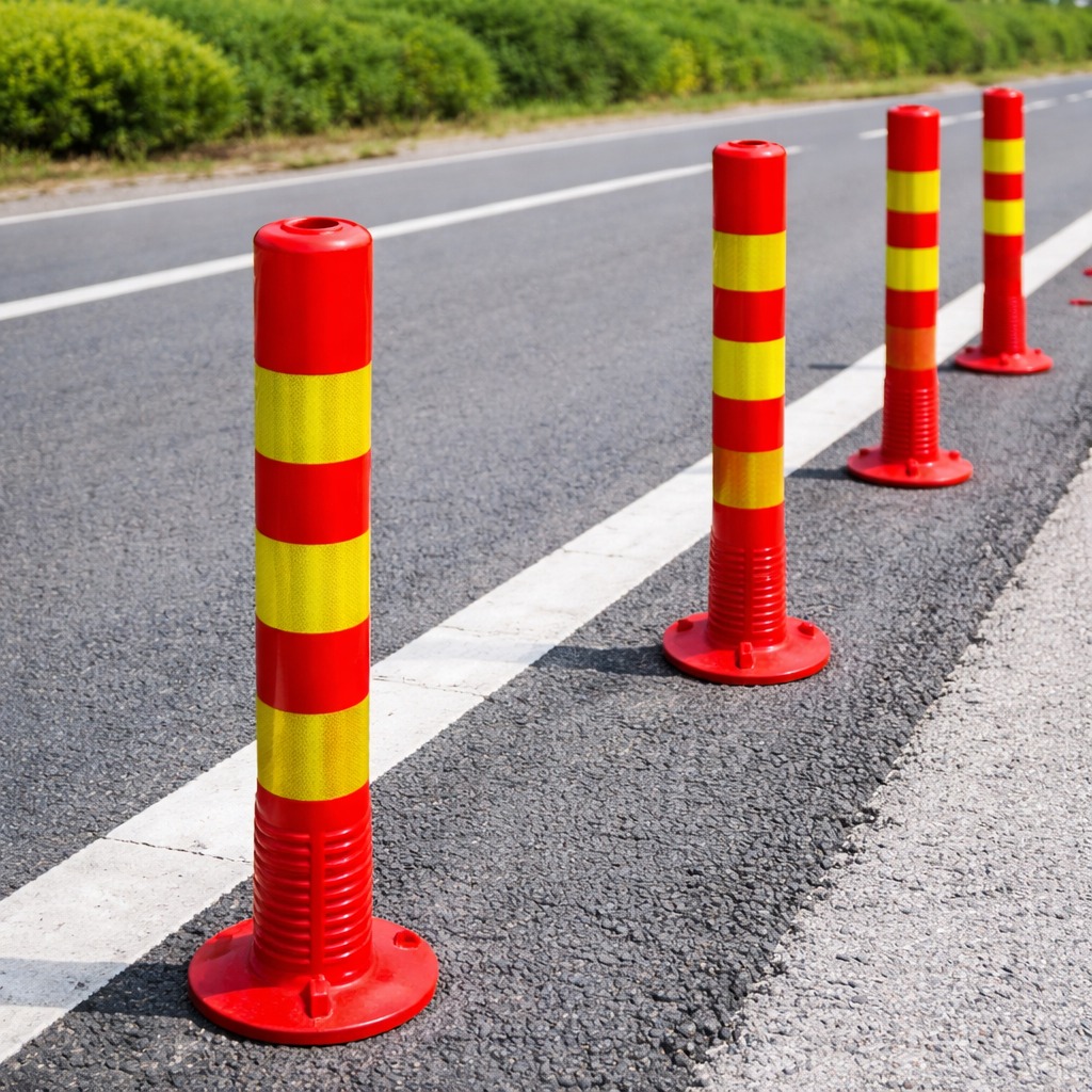 Poste Vial Bolardo Naranja 3 Cintas Reflectivas 75Cm 1.25Kgs