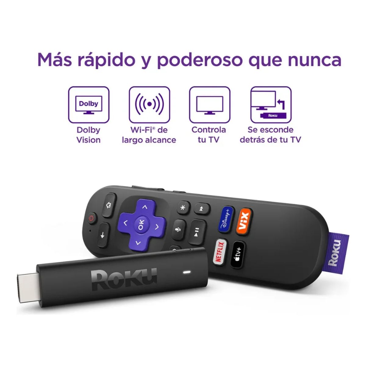 Roku Streaming Stick 4K 3820 de voz 4K negro 1GB memoria RAM