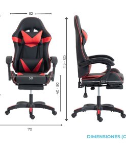 Silla Gamer SHOT-2025 Reclinable Y Masajeador Negra/Roja