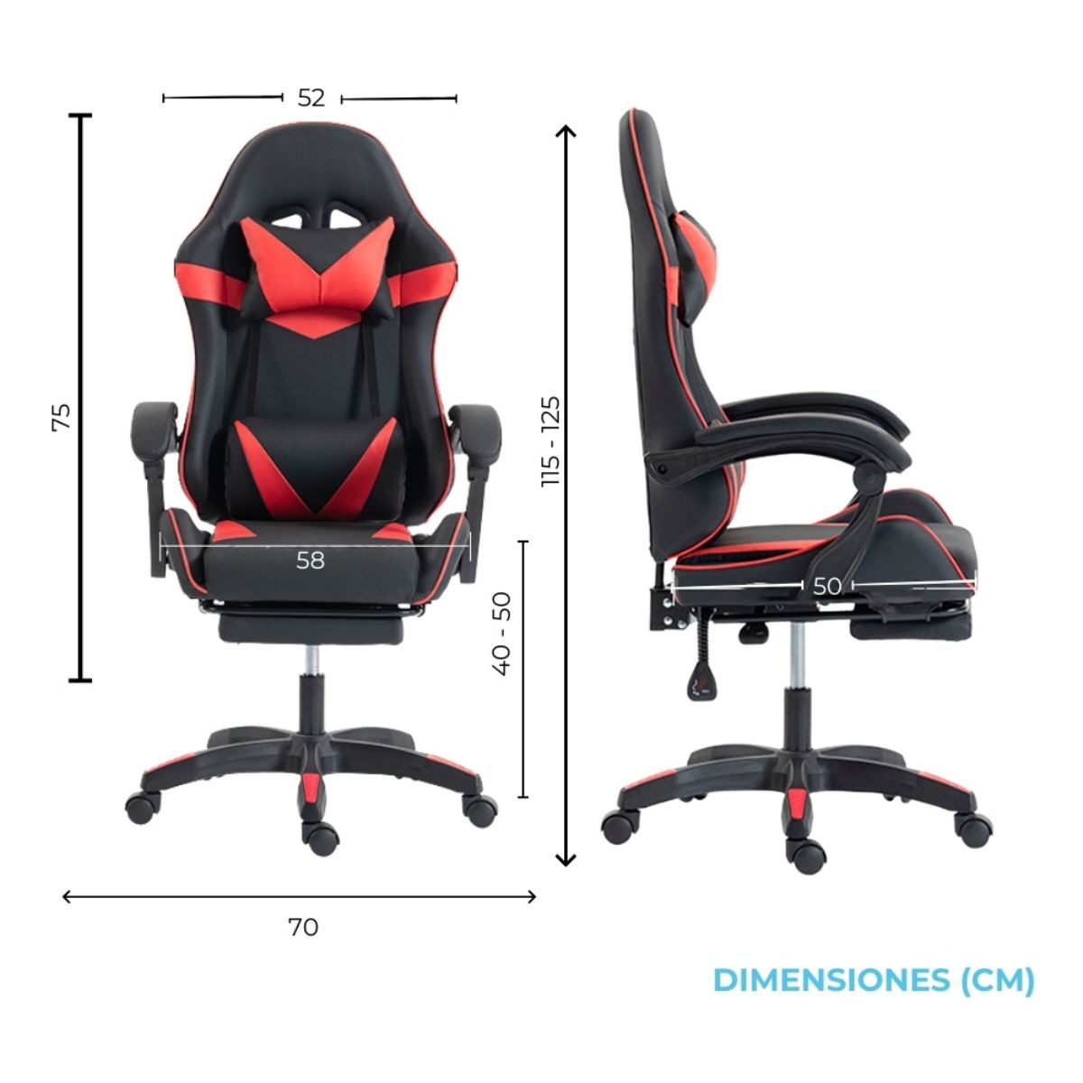 Silla Gamer SHOT-2025 Reclinable Y Masajeador Negra/Roja Silla Gamer SHOT-2025 Reclinable Y Masajeador Negra/Roja