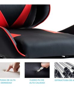 Silla Gamer SHOT-2025 Reclinable Y Masajeador Negra/Roja