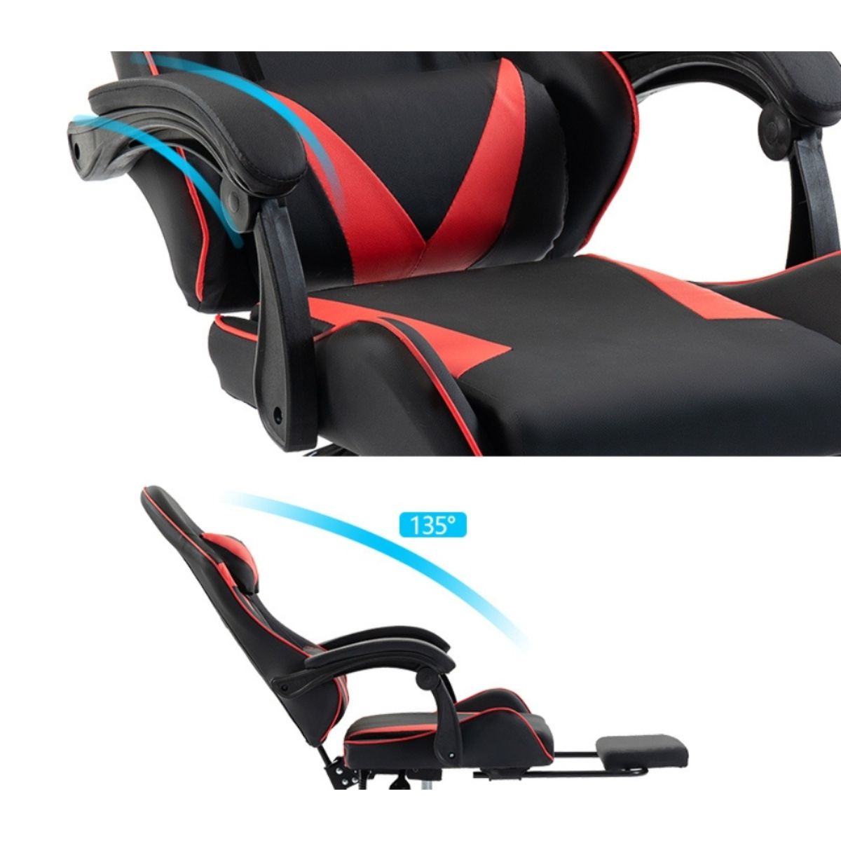 Silla Gamer SHOT-2025 Reclinable Y Masajeador Negra/Roja Silla Gamer SHOT-2025 Reclinable Y Masajeador Negra/Roja