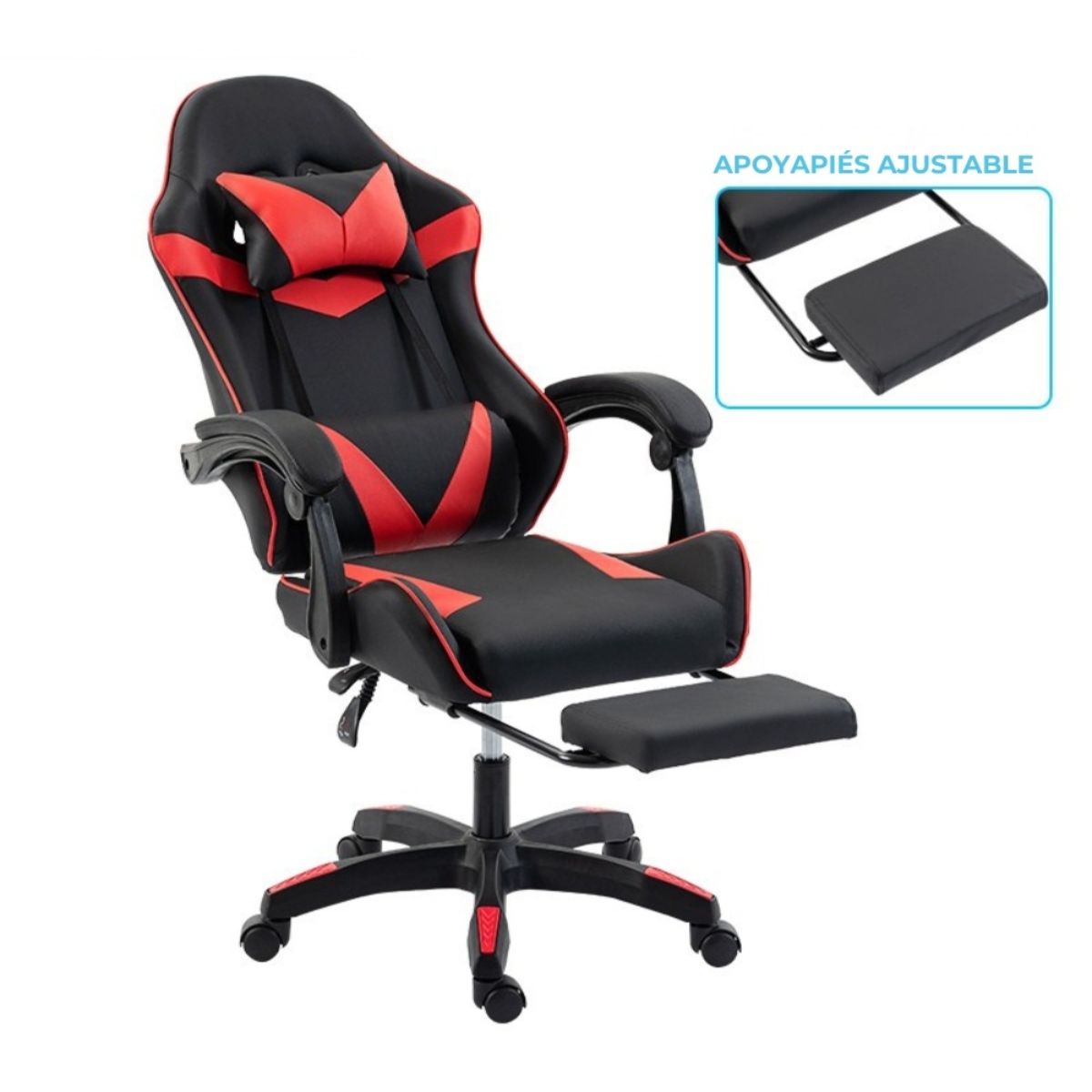 Silla Gamer SHOT-2025 Reclinable Y Masajeador Negra/Roja Silla Gamer SHOT-2025 Reclinable Y Masajeador Negra/Roja