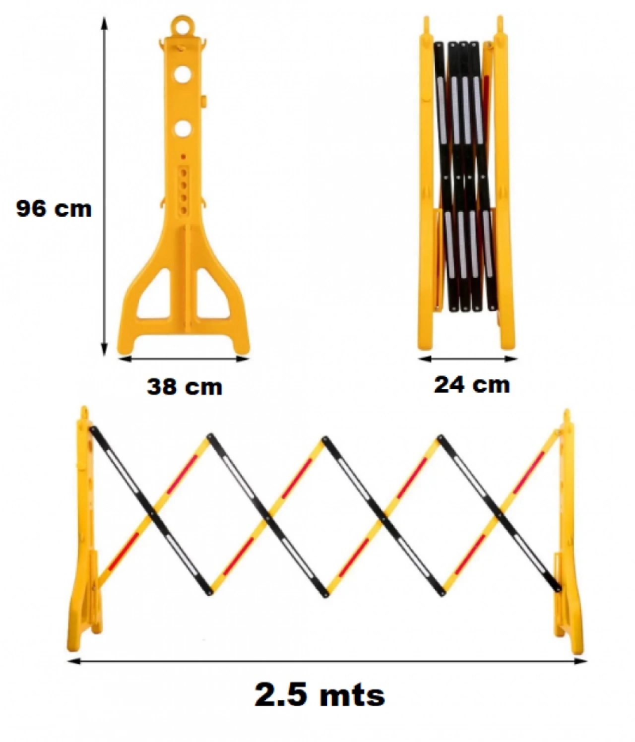Valla Extensible Seguridad 2.5 mts Altura 97cm, Ancho 38cm Valla Extensible Seguridad 2.5 mts Altura 97cm, Ancho 38cm