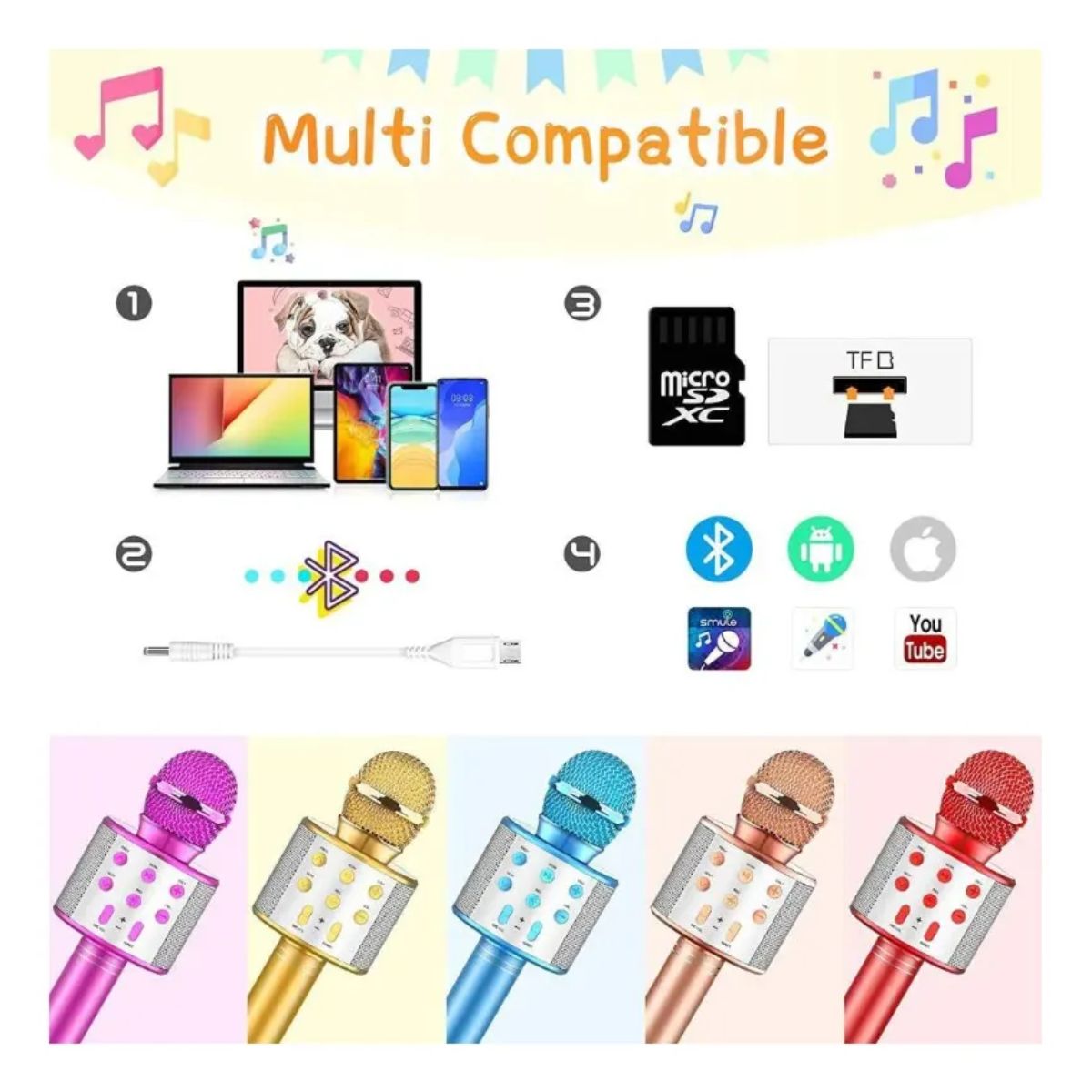 Copia - Microfono Karaoke Bluetooth altavoz Ws 858 Color Fucsia