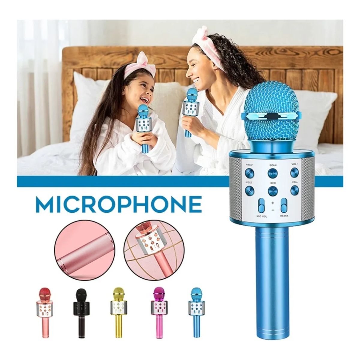 Copia - Microfono Karaoke Bluetooth altavoz Ws 858 Color Rosa Chicle