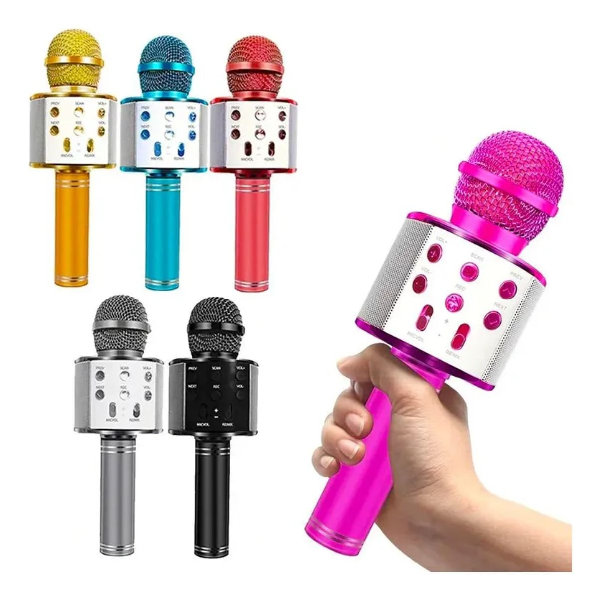 Copia - Microfono Karaoke Bluetooth altavoz Ws 858 Color Rosa Chicle