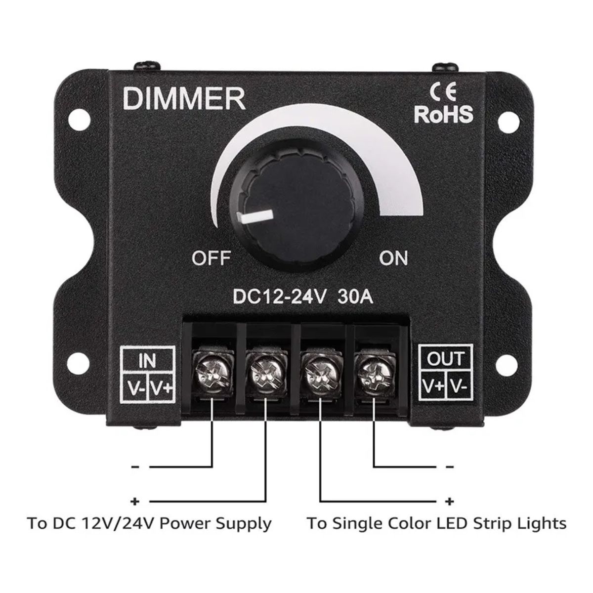 Dimmer Para Regular La Luz Cinta Led 12v-24v 30a