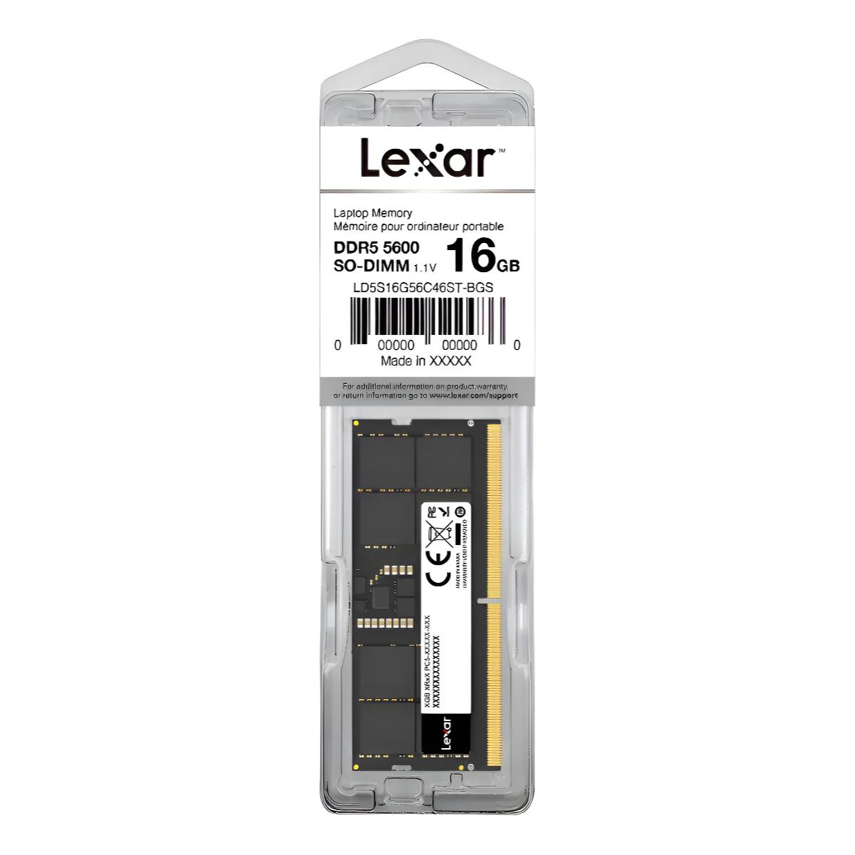 Memoria RAM Lexar SODIMM DDR5 5600 16GB para Notebooks