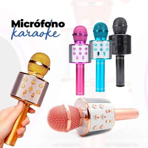 Microfono Color Rosa Microfono Karaoke Bluetooth altavoz Ws 858 Color Rosa Chicle - VIDAPORT