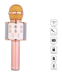 Microfono Karaoke Bluetooth altavoz Ws 858 Color Rosa Chicle