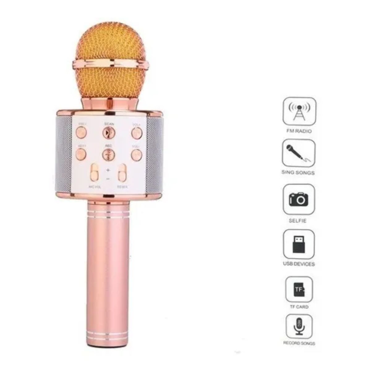 Microfono Karaoke Bluetooth altavoz Ws 858 Color Rosa Chicle