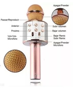 Microfono Karaoke Bluetooth altavoz Ws 858 Color Rosa Chicle