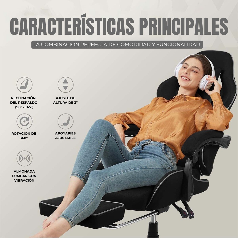 Silla Gamer Shot Gaming SHOT-LS6658-B | Soporte ergonómico