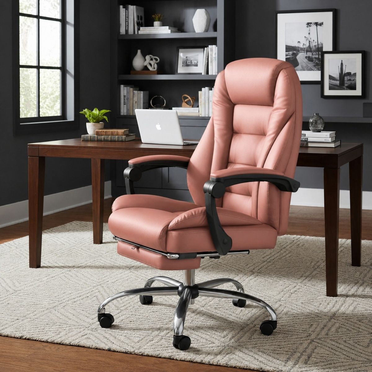 Copia - Silla ejecutiva cuero con apoya pies y 2 puntos de masajes NEGRA Copia - Silla ejecutiva cuero con apoya pies y 2 puntos de masajes NEGRA
