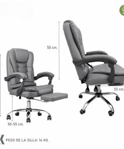 Copia - Silla ejecutiva cuero con apoya pies y 2 puntos de masajes NEGRA