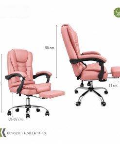 Copia - Silla ejecutiva cuero con apoya pies y 2 puntos de masajes NEGRA