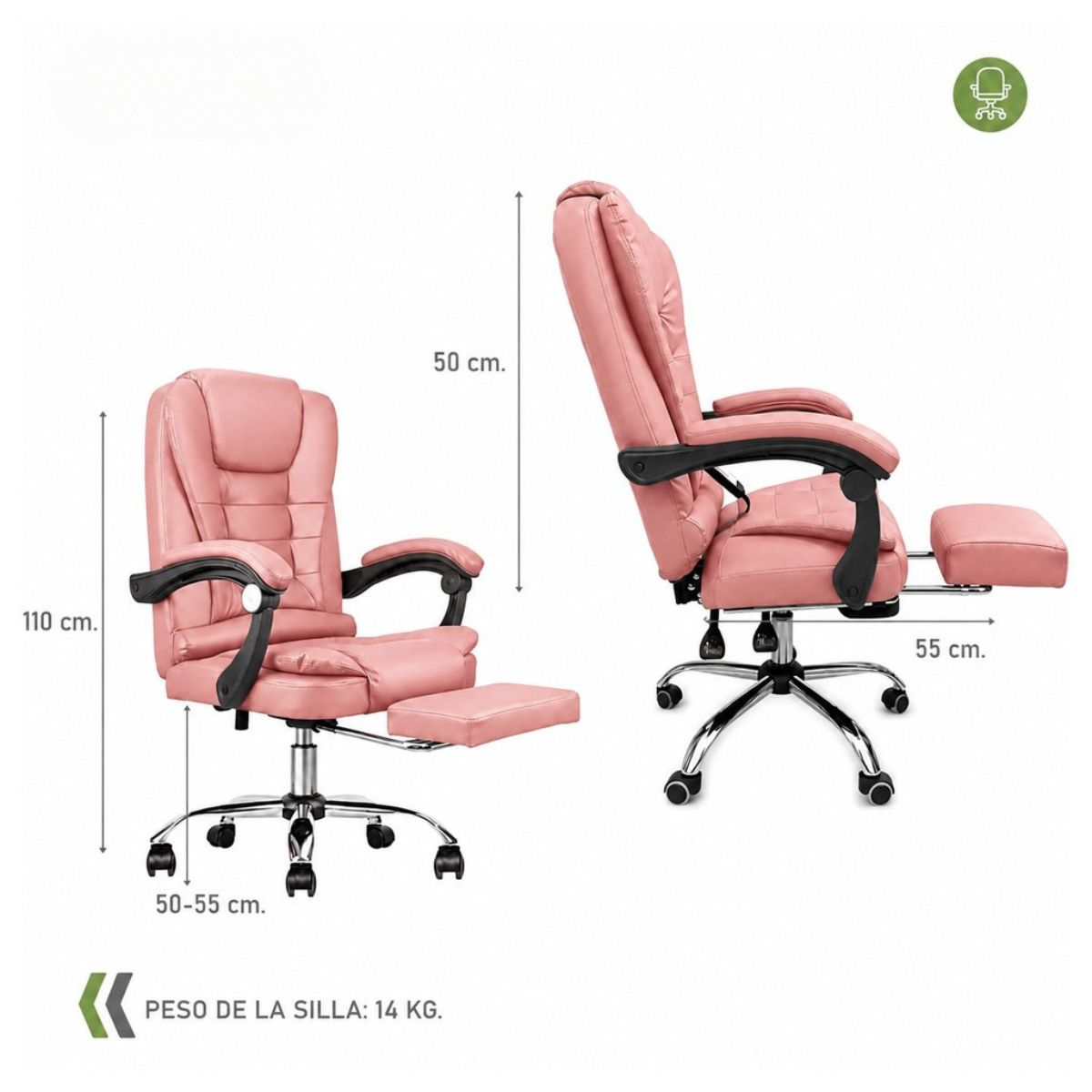 Copia - Silla ejecutiva cuero con apoya pies y 2 puntos de masajes NEGRA Copia - Silla ejecutiva cuero con apoya pies y 2 puntos de masajes NEGRA