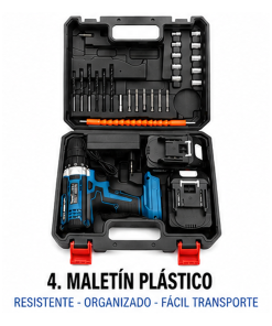 Copia - Taladro Profesional de alta potencia 13mm con 2 Baterias, Cargador y Maletin