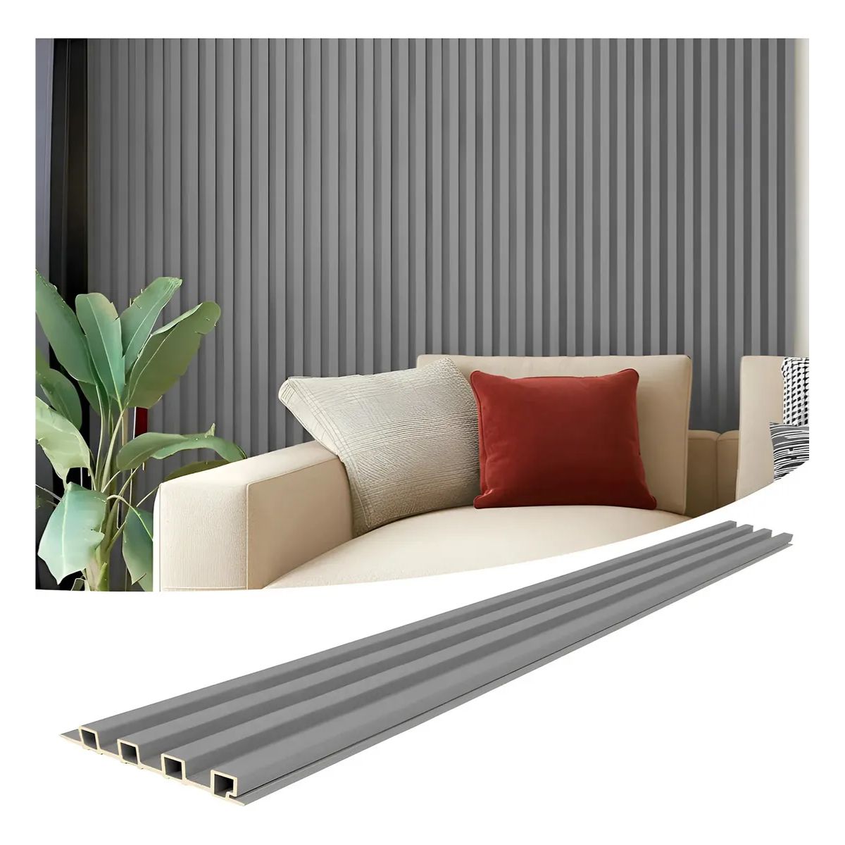 Copia - Wpc Revestimiento Simil Madera Lambrin 2.90x16.7 Gris Oscuro Gris Oscuro