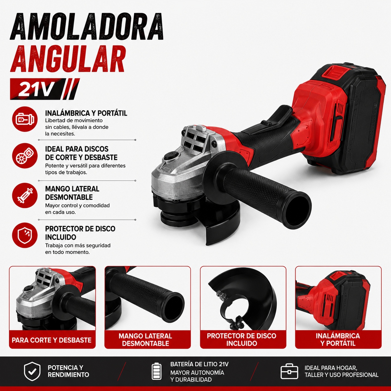 Kit Profesional de Taladro 13mm + Amoladora con 2 Baterias Kit Profesional de Taladro 13mm + Amoladora con 2 Baterias