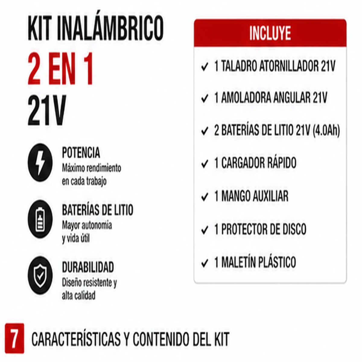 Kit Profesional de Taladro 13mm + Amoladora con 2 Baterias