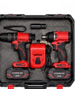 Kit de Taladro 13mm + Llave de impacto con 2 Baterias, Cargador y Maletin