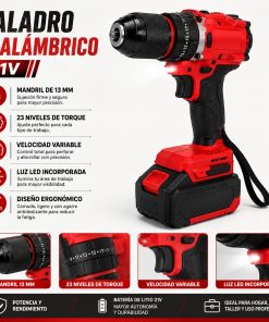 Kit de Taladro 13mm + Llave de impacto con 2 Baterias, Cargador y Maletin