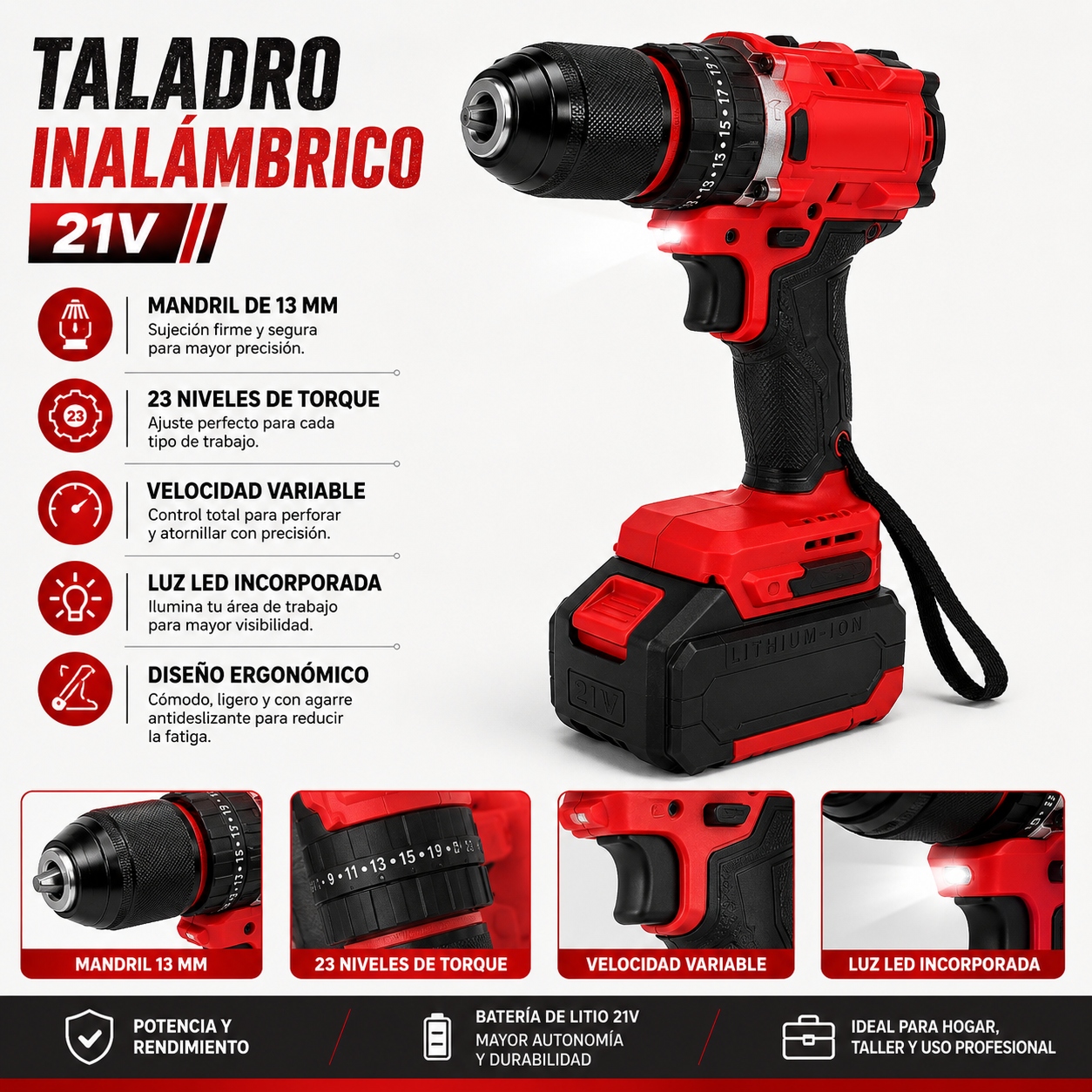 Kit de Taladro 13mm + Llave de impacto con 2 Baterias, Cargador y Maletin Kit de Taladro 13mm + Llave de impacto con 2 Baterias, Cargador y Maletin