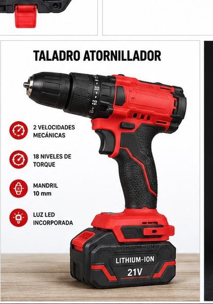 Kit de Taladro 13mm + Llave de impacto con 2 Baterias, Cargador y Maletin