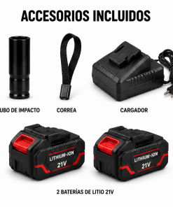Kit de Taladro 13mm + Llave de impacto con 2 Baterias, Cargador y Maletin