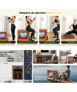 Maquina Simulador Remo De Agua Plegable Madera 158kg