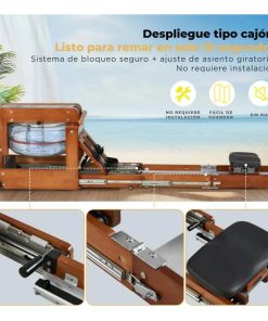 Maquina Simulador Remo De Agua Plegable Madera 158kg