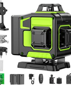 Nivel láser Profesional de 16 líneas 360 autonivelante, 4 x 360° 4D con 2 baterías y control remoto, para construcción de suelos de baldosas y colgar cuadros