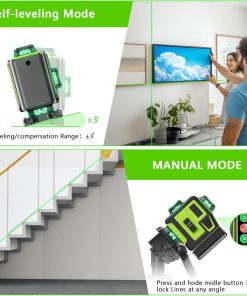 Nivel láser Profesional de 16 líneas 360 autonivelante, 4 x 360° 4D con 2 baterías y control remoto, para construcción de suelos de baldosas y colgar cuadros