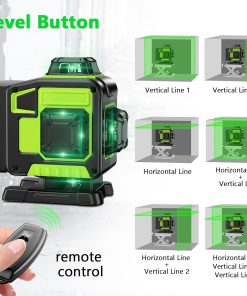 Nivel láser Profesional de 16 líneas 360 autonivelante, 4 x 360° 4D con 2 baterías y control remoto, para construcción de suelos de baldosas y colgar cuadros