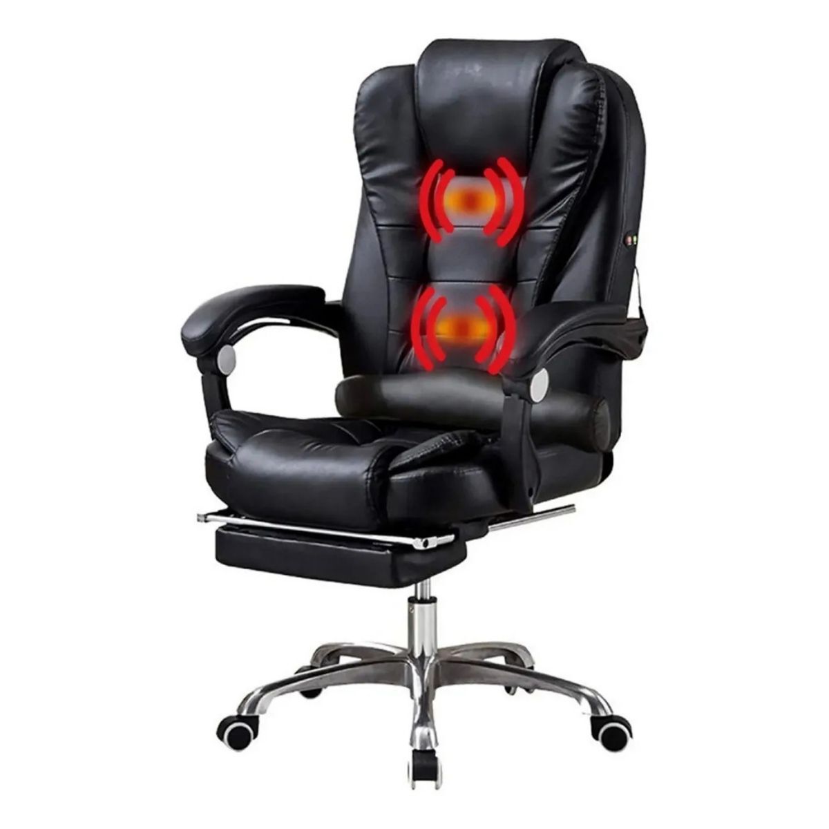 Silla ejecutiva cuero con apoya pies 2 puntos masajes NEGRA Silla ejecutiva cuero con apoya pies 2 puntos masajes NEGRA