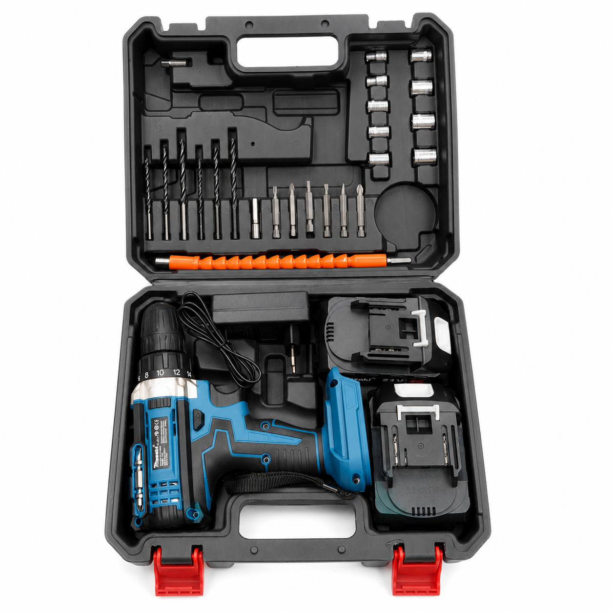 Taladro 10mm con 2 Baterias Percutor, Cargador y Maletin