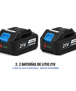 Taladro 10mm con 2 Baterias Percutor, Cargador y Maletin