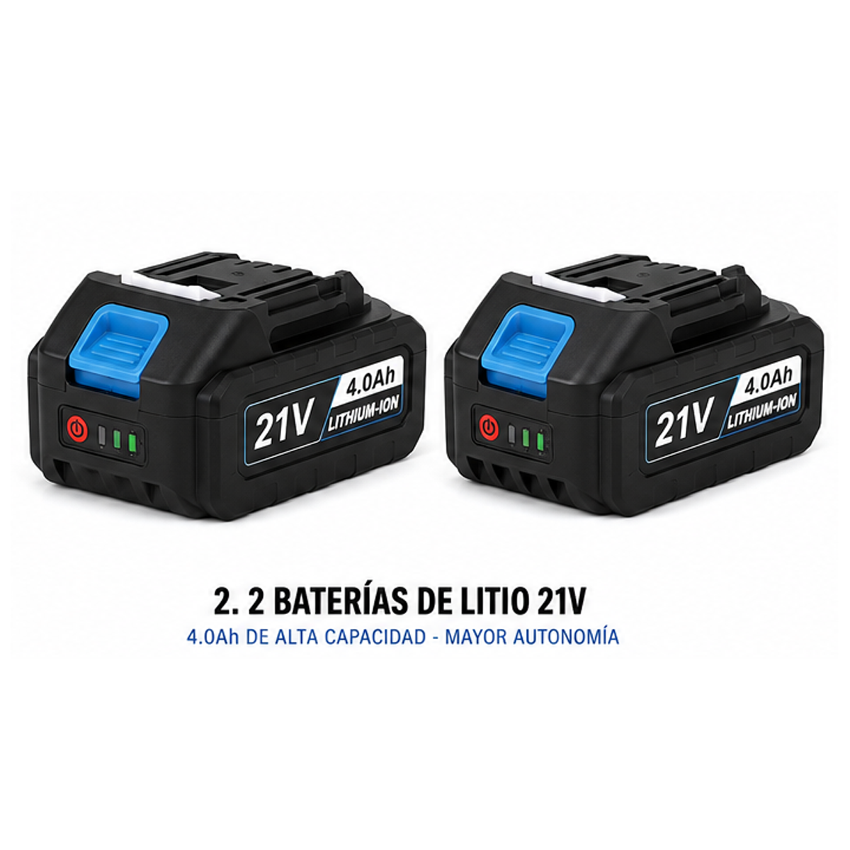 Taladro 10mm con 2 Baterias Percutor, Cargador y Maletin