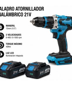 Taladro Profesional de alta potencia 13mm con 2 Baterias